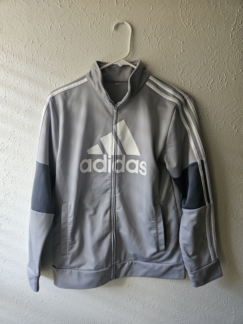 Adidas Men's Gray Full-Zip Logo Zip Up Size S
